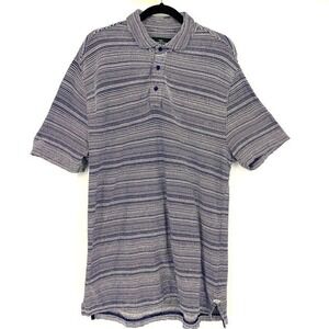 RODD & GUNN Sports Fit Polo Shirt‎ XL Short Sleeves Navy Striped Linen/Cotton